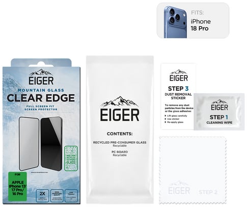 Eiger iPhone 18 Pro/17/17 Pro/16 Pro Clear Edge 3D Glass Scr