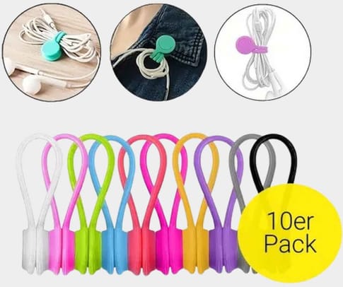 AK Kisten Basics Magnetic Silicone Cable Organizer Clip 10pc