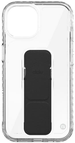 CLCKR iPhone 15 Stand and Grip Backcover transparent and black