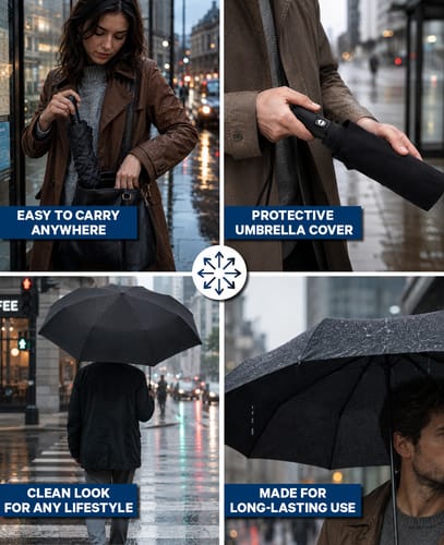 Apfelkiste Automatic Pocket Umbrella Black