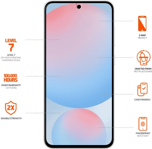 Eiger Galaxy S26 Glass Screen Protector Privacy Black
