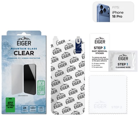 Eiger iPhone 18 Pro/17/17 Pro/16 Pro Clear Glass Screen Prot