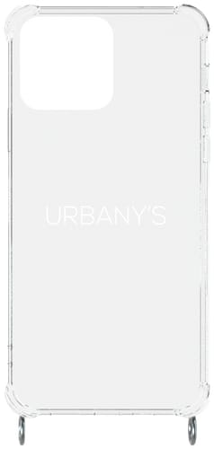 Urbany's iPhone 15 Pro  Necklace Silicon Backcover tranparent with silver rings