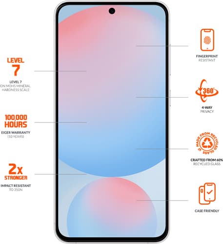 Eiger Galaxy S25 Black Edge 360 Screen Protector Privacy