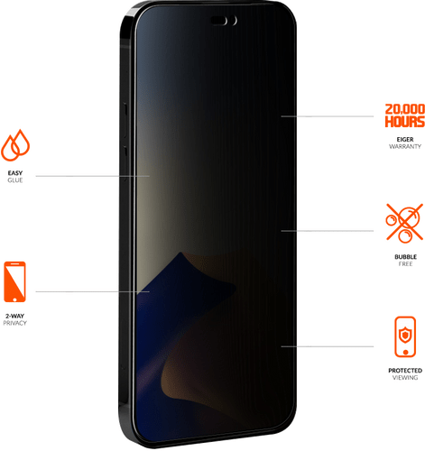 Eiger iPhone 14 Pro Max screen protector 2.5D Privacy black