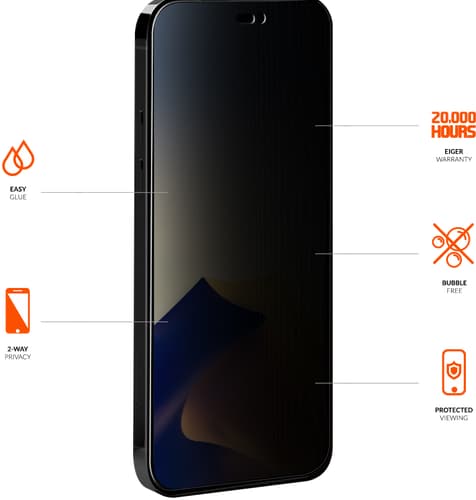 Eiger iPhone 14 Pro screen protector 2.5D Privacy black