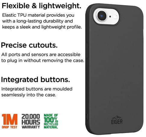 Eiger iPhone 16e Grip Backcover Black (b2b)