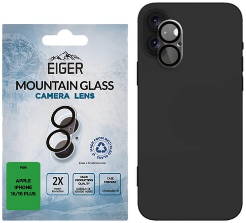 Eiger iPhone 16/16 Plus Mountain Glas Camera Ring Protector