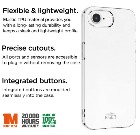 Eiger iPhone 16e Flexiable  Grip TPU Backcover Transparent (b2b)