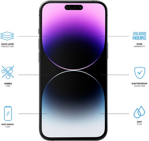 Eiger iPhone 15 / 15 Pro screenprotector High Impact Triflex transparent