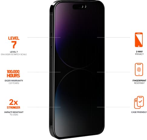 Eiger iPhone 16 Plus 15 Plus  15 Pro Max screenprotector 2.5D Privacy black