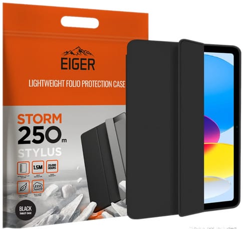 Eiger iPad 10.9 (2022) Storm 250m Stylus BC Black (b2b)
