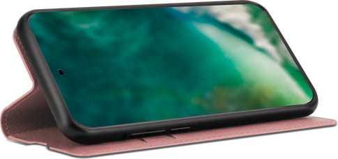 Xqisit Galaxy S22 Ultra Book Stand Case Viskan rose gold