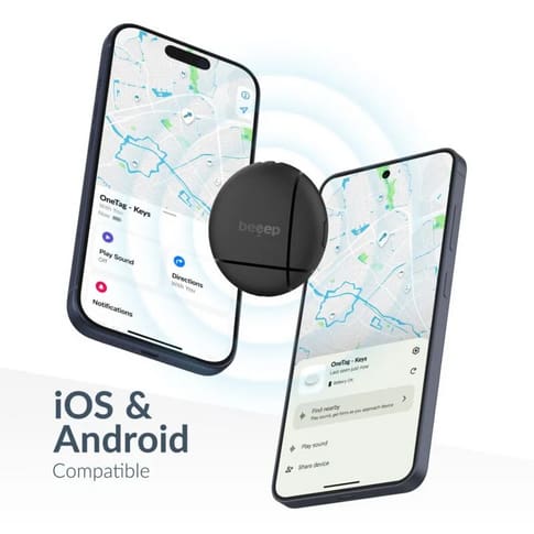 Beeep Tracker Apple Find My & Android Black & Keychain