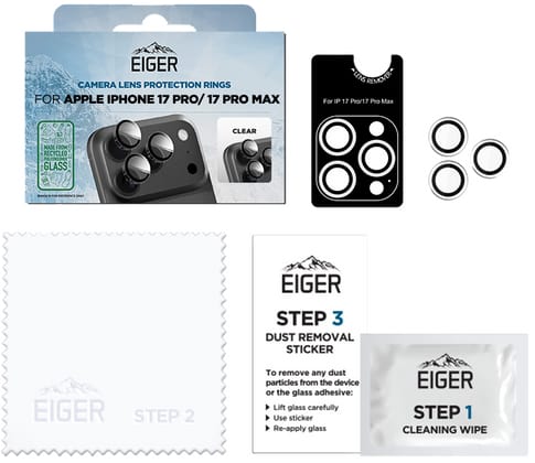 Eiger iPhone 17 Pro/17 Pro Max Mountain Glas Camera Ring Protector