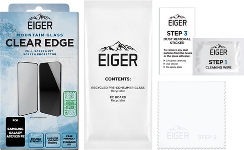 Eiger Galaxy A57/S25 FE Clear Edge 3D Glass Screen Protector