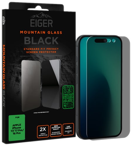 Eiger iPhone 17/17 Pro/16 Pro Glass Screen Protector Privacy Black