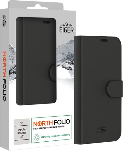Eiger iPhone 17 North Folio Bookcover Black (b2b)