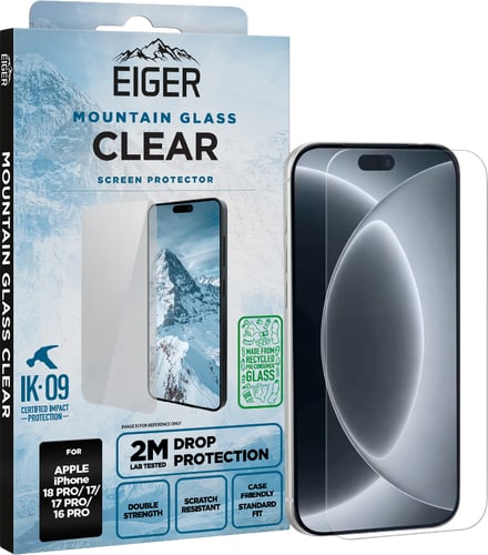 Eiger iPhone 18 Pro/17/17 Pro/16 Pro Clear Glass Screen Protector