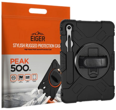 Eiger Galaxy Tab S9/S9 FE Peak 500m Outdoor Backcover Black (b2b)
