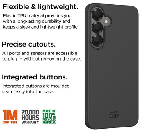 Eiger Galaxy S25+ Grip Backcover Black (b2b)