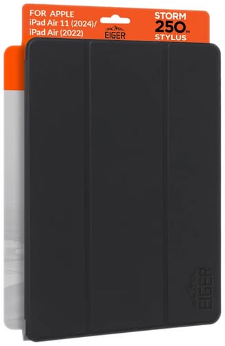 Eiger iPad Air 11 (22/24) Folio-Backcover mit Stylus-Halterung Black (b2b)