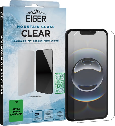 Eiger iPhone 17e/16e/13/13 Pro/14 Clear Glass Screen Protec