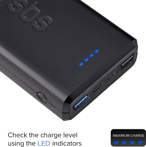 SBS Power Bank USB C/A/micro 20000 mAh black