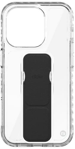 CLCKR iPhone 15 Pro Stand and Grip Backcover transparent and black