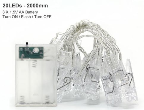 MU Classic LED Photo Clips Fairy Lights 2m white