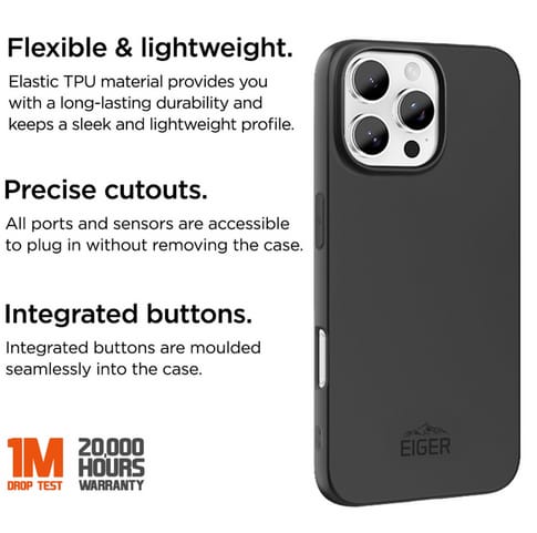 Eiger iPhone 16 Pro Grip Backcover Black (b2b)