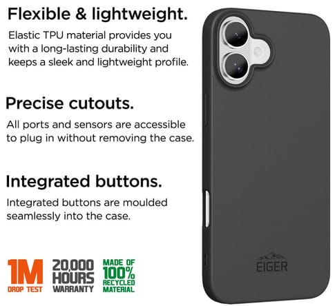 Eiger iPhone 17 flexibel TPU Grip Backcover Black (b2b)