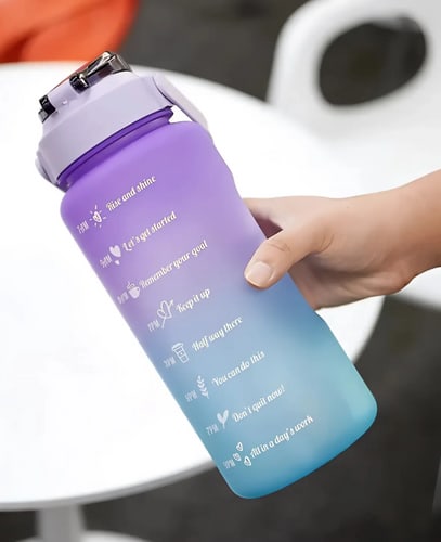 Apfelkiste Fitness Trinkflasche mit Zeit Markierung (2L)