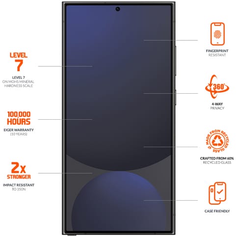 Eiger Galaxy S25 Ultra Black Edge 360 Screen Protec Privacy